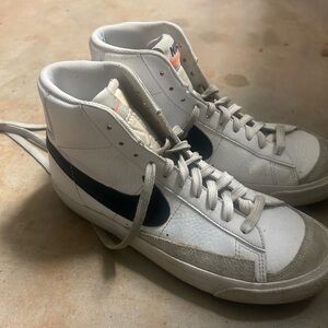 Nike White and Black High-Top Sneakers